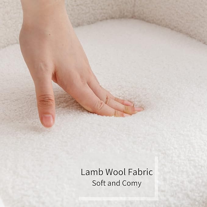 HEAH-YO Swivel Chair with Wheels, Adjustable Kids Desk Chair with Armrest and Back, Cute Lamb Wool Study Chairs for Boys and Girls, White