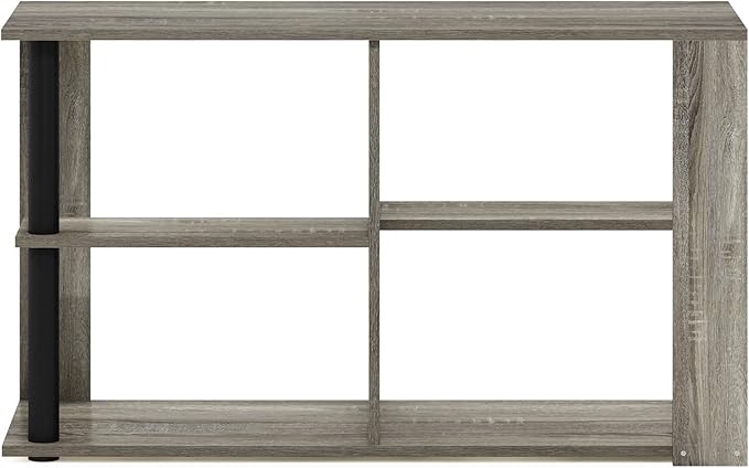 Furinno Romain Narrow End Table with Shelves, French Oak/Black