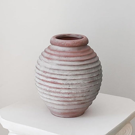 Antique Ceramic Flower Vase for Living Room Bedroom 7.87'' Farmhouse Decor for Bouquet Fake Plant Home Decor Office Table Shelf Fireplace Centerpieces Rustic Retro Vintage Classic Modern