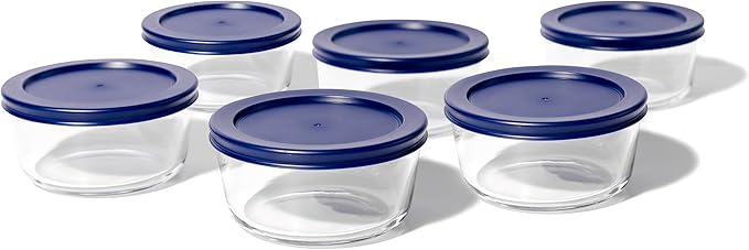 12-Piece Glass Food Storage Containers Set (6 Containers + 6 BPA-Free Lids) | 4-Cup, Leakproof | Microwave, Freezer, Oven & Dishwasher Safe | Ideal for Meal Prep & Pantry Organization