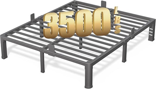 FUIOBYVV 12 Inch King Bed Frame with Rounded Corner and Headboard Hole Mattress Retainers 3500 LBS Metal Heavy Duty Steel Slats Support No Box Spring Needed Platform Noise Free Easy Assembly