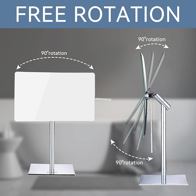 DOWRY 8 Inch 3X Magnified Tabletop Rectangular Adjustable Makeup Mirror,304 Stainless Steel, Gifts for Women Wife Mom Teengirls Polished Chrome (3X)