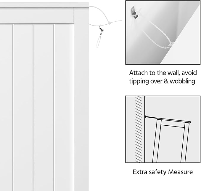 Yaheetech Wooden Floor Cabinet, Side Storage Organizer with 4 Drawers and 1 Cupboard, Freestanding Entryway Storage Unit Console Table, Bathroom Furniture Home Decor, White