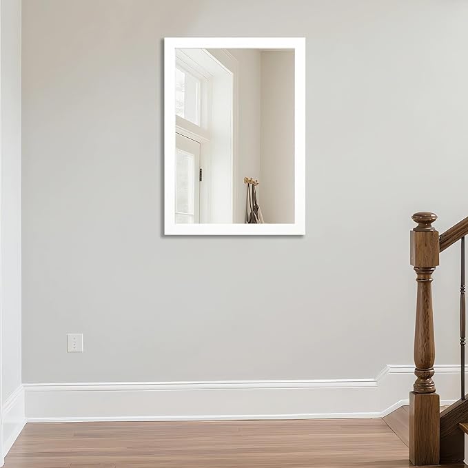 Ruomeng Rectangular Wall Mirror 24" x 36" for Bathroom, Bedroom, Entryway, Living Room, White
