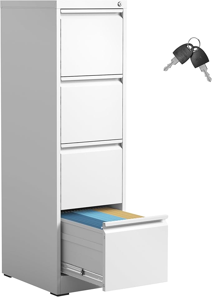 4 Drawer File Cabinet,Metal Filing Cabinets for Home Office,Vertical File Cabinet with Lock,Heavy Duty Metal Storage Cabinet for A4/Letter/Legal Size Files,Assembly Required