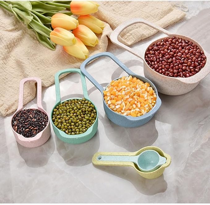 Plastic Mixing Bowls Set 10 PCS with Measuring Spoon, Colorful Serving Bowls for Kitchen, Ideal for Baking, Prepping, Nesting Bowls for Space Saving Storage