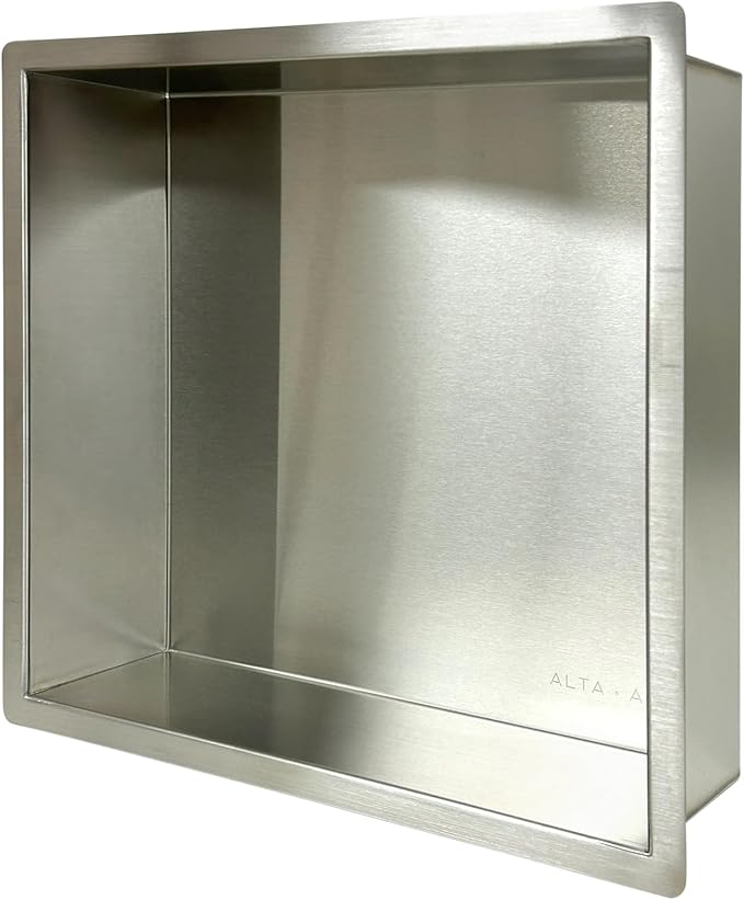 Shower Niche Lightweight Stainless Steel Easy Install Tile Needed Wall Niche Recessed Shower Shelf for Bathroom Storage (Brushed Stainless, 13"x13")