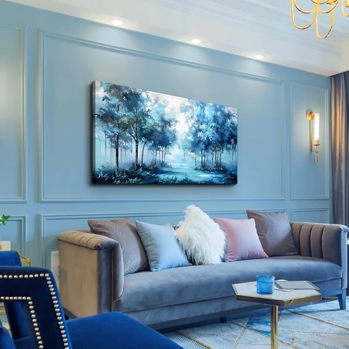 Wapluam Foggy Forest Landscape Wall Pictures Large Wall Art For Living Room Canvas Wall Decor For Bedroom Office Decorations Trees Wall Paintings Canvas Prints Art Home Decor Mural Ready To Hang