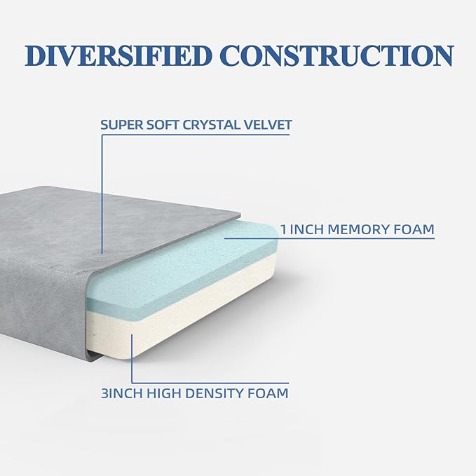 SINWEEK 4" Cot Memory Foam Folding Mattress with Storage Bag - Foldable Trifold Floor Bed Topper, CertiPUR-US Certified Guest Sleeping Pad, Machine Washable Cover