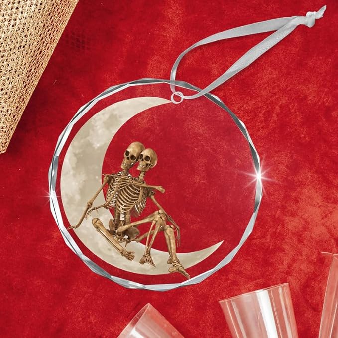 Christmas Couple Skull Gifts for Women Men - Glass Christmas Ornaments 2025 for Tree Decorations - Couple Gifts for Him Her Wife Husband Boyfriend Girlfriend, Stocking Stuffers Ornament