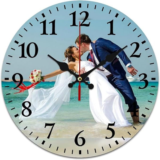 Custom Wall Clock, Personalized Wall Clock with Photo/Image Text Non-Ticking Clock Silent Customized Digital Wall Clocks Customized Gift for Living Room Kitchen Bathroom Home Decor 9.84''