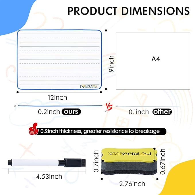 5 Pack Dry Erase Board 9x12 Magnetic Double-Sided Whiteboard for Kids, Marker Board with Markers, Small White Board for Students,Classroom Use,78Pieces Magnetic Letters Numbers & Educational Gifts
