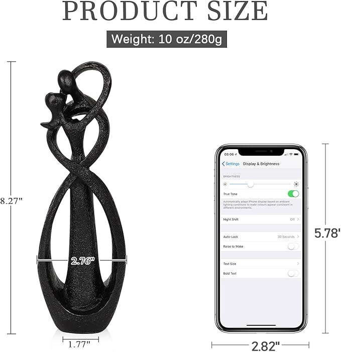 Trycooling Kissing Lovers Statue Abstract Sculpture Resin Statues for Home Decor Modern Home Office Desktop Shelf Bookshelf Decor (Black)