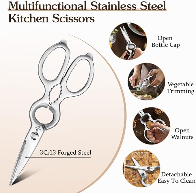 HEZHEN 7PCS Kitchen Knives Set - Professional Forging Damascus High Carbon Steel Chef Knife, Santoku, Bread, Utility, Fruit Knives & Multifunctional Kitchen Scissors - 6Slot Black Walnut Block