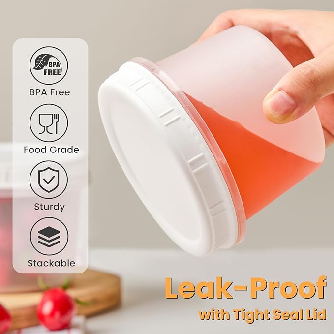 TUZAZO 12 Oz Food Storage Containers with Screw Lids, 6-Count Reusable Small Plastic Soup Containers for Portion and Meal Prep | Microwave-, Freezer-, Dishwasher-Safe | BPA Free