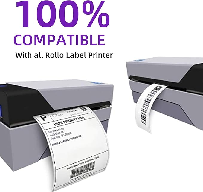 AveneMark 12 Rolls 4" x 3" Direct Thermal Labels for Barcodes Postage Address Shipping Compatible with Rollo & Zebra Desktop Printers Adhesive - 500 Labels/Roll