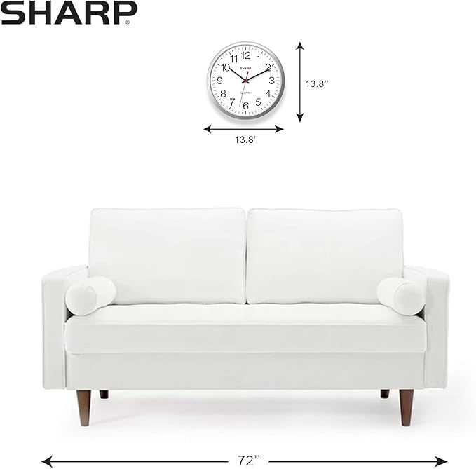 Sharp Wall Clock – Silver, Silent Non Ticking 14 Inch Quality Quartz Battery Operated Round Easy to Read Home/Kitchen/Office/Classroom/School Clocks, Sweep Movement