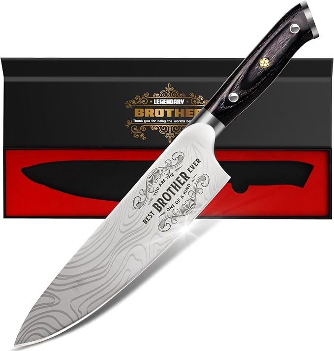 Gifts for Brother Men Christmas, Kitchen Cooking Knife Brother Gifts for Birthday, 8 inch Professional German High Carbon Stainless Steel Chef Knife, Brother Gifts Xmas Stocking Stuffers
