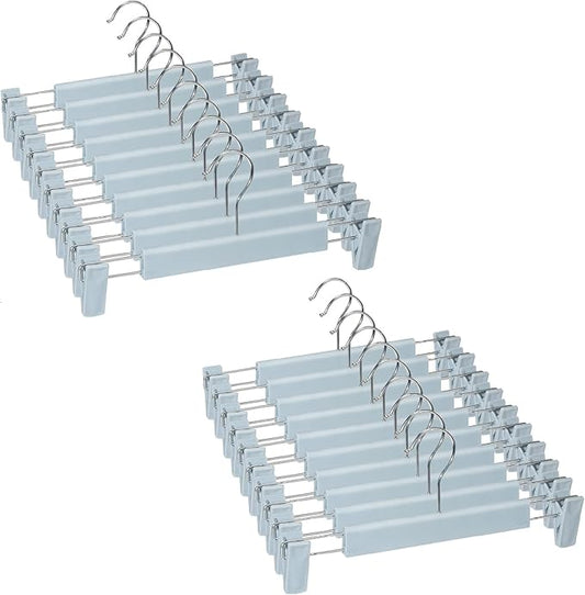 Skirt Hangers，Pants Hangers with Clips，360 ° Swivel Hooks Space Saving Hangers for Pants, Skirts, Clothes, Jeans (20Pack, Light Blue)