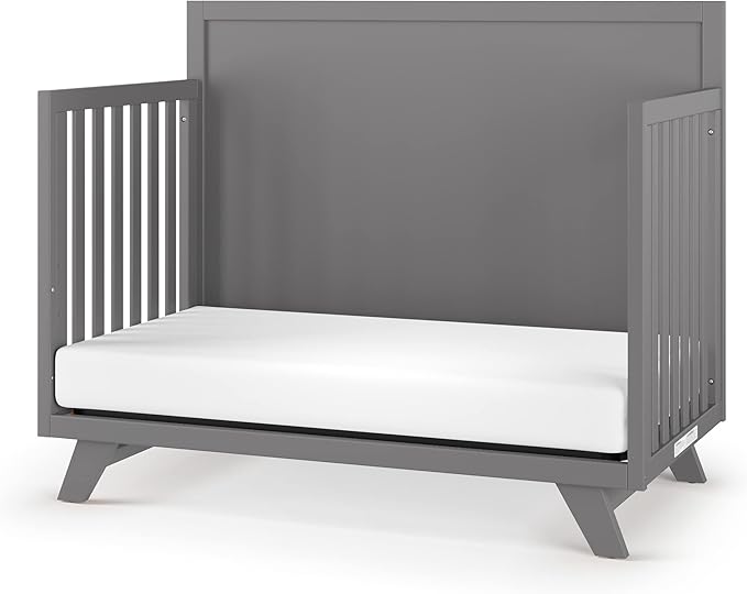 Child Craft SOHO Flat Top 4-in-1 Convertible Crib, Baby Crib Converts to Day Bed, Toddler Bed and Full Size Bed, 3 Adjustable Mattress Positions, Non-Toxic, Baby Safe Finish (Cool Gray)