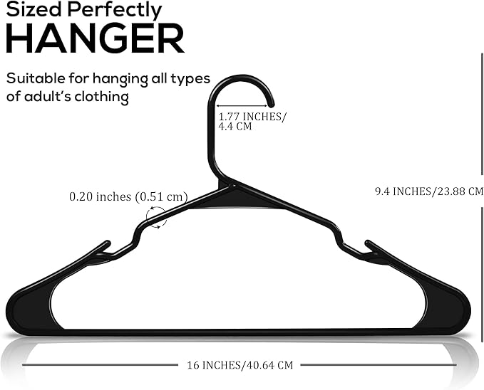 Utopia Home Clothes Hangers 30 Pack - Plastic Hangers Space Saving - Durable Coat Hanger with Shoulder Grooves (Black)