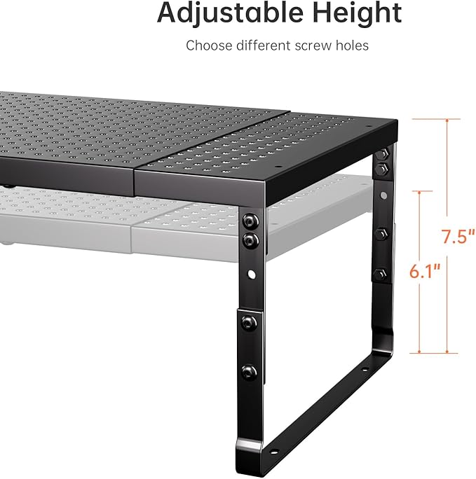 Cabinet Shelf,Expandable Adjustable Stackable Kitchen Organizer,for cabinets, Kitchens, countertops, bathrooms Shelf Organizer(3Packs/Black,Large)