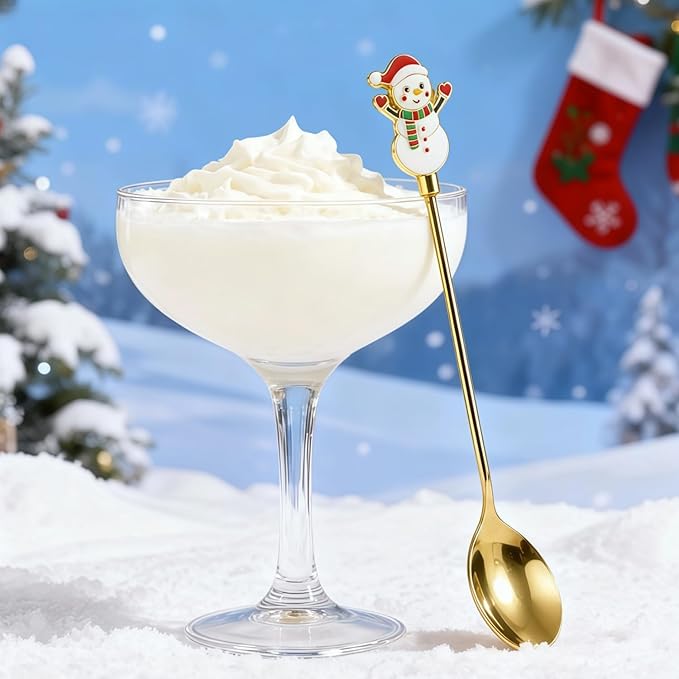 Christmas Teaspoon Gift Set of 4 |Premium 5.6 Inch Stainless Steel Small Spoon | Coffee Spoons for Dessert & Tea | Christmas Decorations Indoor & Kitchen Decor | Hostess Gifts