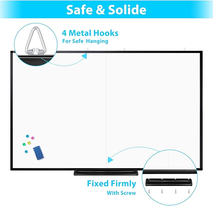 White Board Dry Erase 72x40, Large Magnetic Whiteboard Maxtek Dry Erase Boards for Wall, Aluminum Presentation Wall-Mounted Marker Board with a Long Pen Tray for School, Classroom, Office & Home