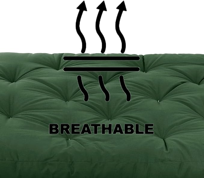 Mozaic Full Size 8-Inch Cotton Twill Gel Dual Memory Foam Futon Mattress, Hunter Green