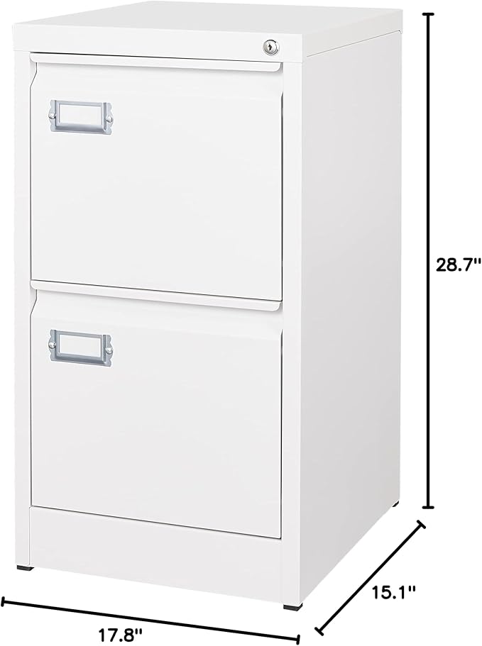2 Drawer File Cabinet with Lock Metal Vertical Filing Storage Cabinet Office Home Steel Vertical File Cabinets for A4 Legal/Letter Size Narrow File Cabinet Locked,Assembly Required