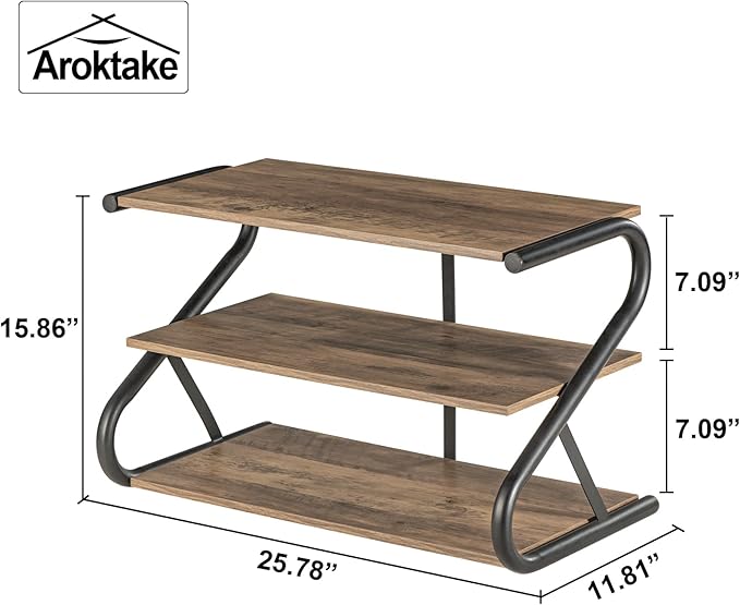 Shoe Rack, Z-Frame Wooden 3-Tier Shelf with Durable Metal Shelves, Shoe Organizer for High Heels, Hallway, Living Room, Closet, Bedroom (Light Rustic)