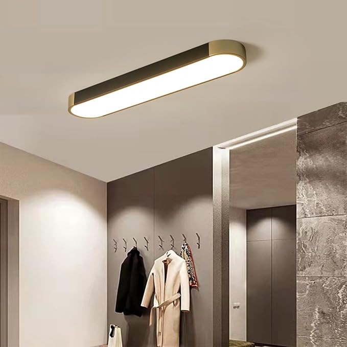 Tioolo Modern Ceiling Light, Acrylic Linear Ceiling Lamp, Dimmable LED Ceiling Light Fixture with Remote Control, Kitchen Dining Living Room Cloakroom Hallway Lighting (36W/27.5in L)