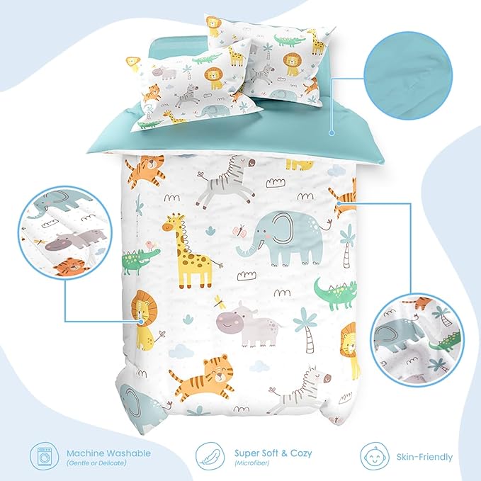 SANDJEST Animal Duvet Cover Sets Twin Size for Kids Boys Girls, Include 1 Polyester Comforter Cover 68x86 Inches and 1 Pillowcase 20x26 Inches, Comforter Not Included, Gift for Christmas Birthday