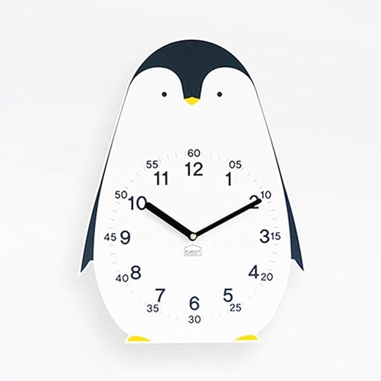 Non-Ticking, Silent 11-Inch Wall Clock – Decorative, Modern, Clean, Cute, Kid-Friendly Design for Indoor, Office, Home, Baby Room (Proud Penguin)