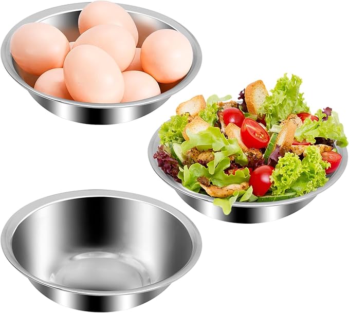 UOIENRT 10 Packs Small Stainless Steel Bowls, 3/4 Quart Prep Bowls with Flat Base, 6 1/2 Inch Wide Metal Bowl for Kitchen Prep Cooking Baking Serving Mixing Cereal