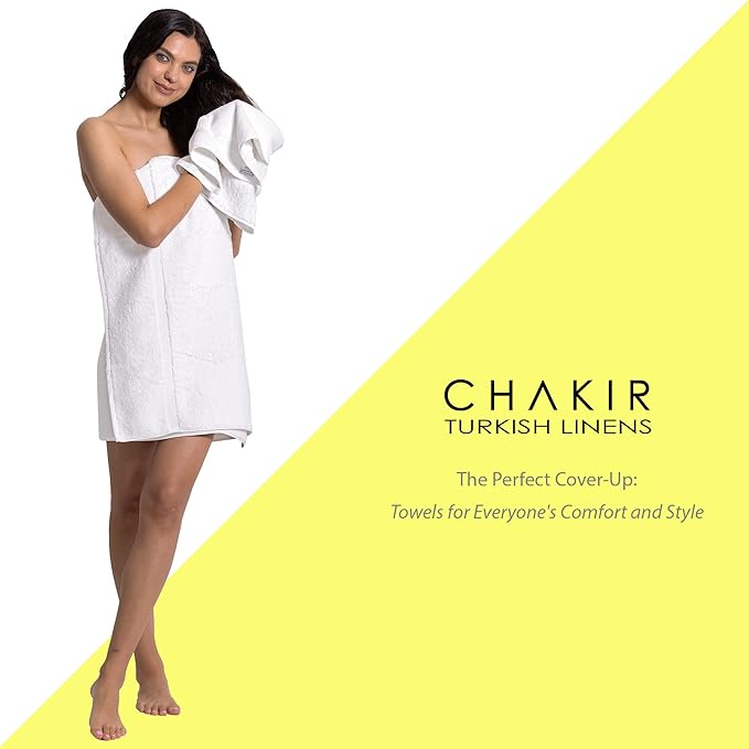 Chakir Turkish Linens Premium Cotton Absorbent Turkish Towels (Bath Towel - Set of 4, White)