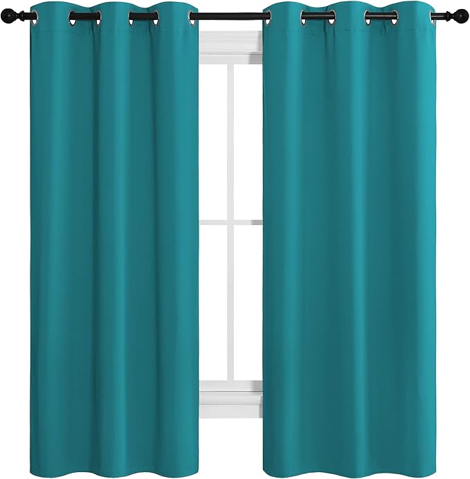 NICETOWN Room Darkening Curtains 68 inch Length 2 Panels, Thermal Insulated Grommet Blackout Curtains for Modern Casual Elegant Bedroom Kids Room Theme Decoration (Peacock Teal, 2 Pieces, W42)