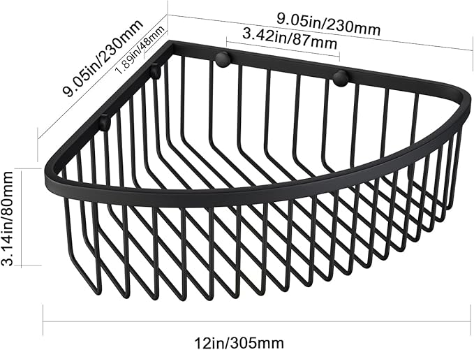 Bathroom Shower Caddy Corner Shelf Basket, Ultra Sturdy Rust-Proof Stainless Steel Shelf Organizer, Wall Mounted Storage Rack, Matte Black