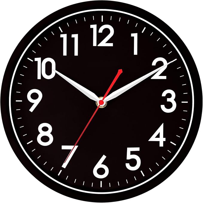 AKCISOT Wall Clock Modern Black Silent Non Ticking Wall Clocks Battery Operated 12 Inch, Small Analog Classic Clock Decorative for Bedroom, Kitchen, Home Office, Bathroom, School, Living Room