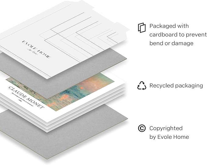 EVOLE HOME Claude Monet Giclée Art Print Set - 4 Unframed 11x14 Inch Impressions on Premium Matte Art Paper Artwork for Living Room Bedroom Dining Room Decor