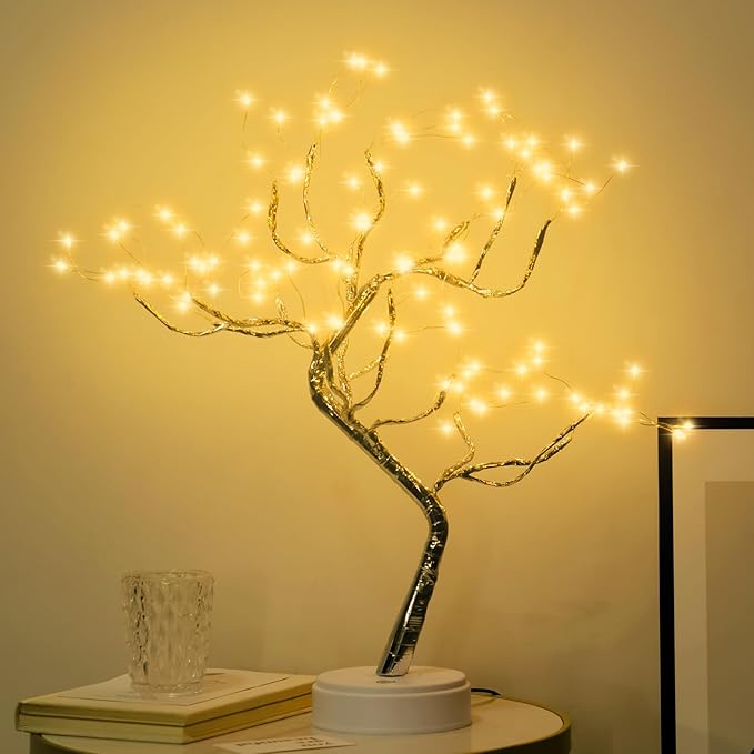 Room Decor, 20" 108 LED Tabletop Bonsai Tree Light, DIY Artificial Tree Lamp, Battery/USB Operated, Aesthetic Lamps for Living Room Bedroom Christmas Home Gifts House Decor (Warm White)