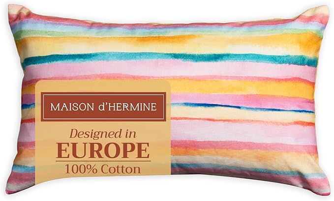 Maison d' Hermine Decorative Pillow Covers 12x20 Inch Rectangle 100% Cotton Throw Pillow Covers with Invisible Zipper for Living Room Couch, Chair, Sofas, Bedroom, Home (Hesperides - Bayadere)
