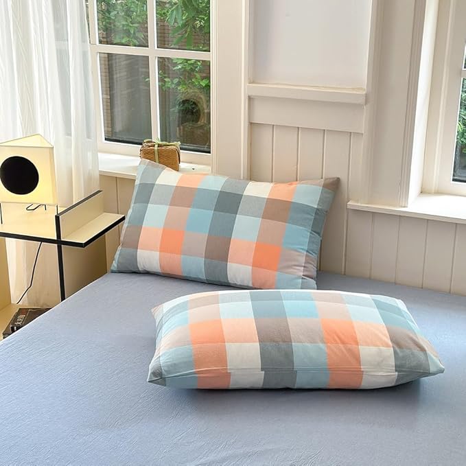 FACE TWO FACE Bedding Duvet Cover Set100% Washed Cotton Duvet Cover Linen Like Textured Breathable Durable Soft Comfy (California King, Yunxi Powder)