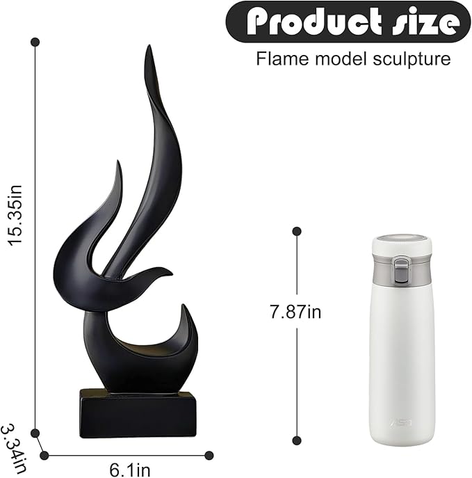 Dosker Black Flame Sculptures Home Decor, Abstract Statues Shelf Decor, Table Decor, Desk Decor for Living Room Office, Kitchen