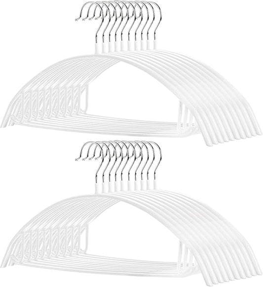 Tosnail 20 Pack Non-Slip Suit Hangers with Pants Bar and Strap Hook, Metal Coat Hangers, Anti-Slip Sweater Shirt Hangers, Dimple & Crease Free Closet Organizer - White