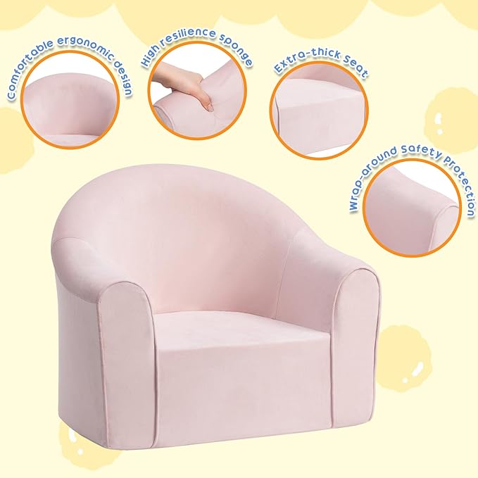 ALIMORDEN Adorable Toddler Chair, Snuggly Soft Foam Seat for Little Ones with Removable Washable Cover - Small Kids Reading Couch, Pink