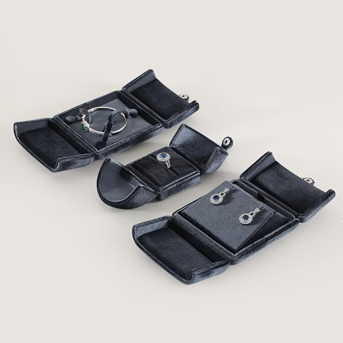 Necklace Jewelry Box，Velvet Earring Gift boxes Display，Valentine Necklaces Holder for Women，Men Earrings Storage Cases (Grey)