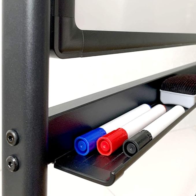 Mobile Dry Erase Board, 32 x 48 Inches, Double Sided, Rolling White Board with Casters Stand-Black(8012…