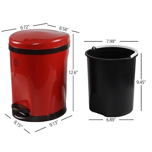 1.8 Gallon Small Multi-Functional Step Trash Can, Durable Plastic Waste Bin with Lid for Kitchen and Bathroom