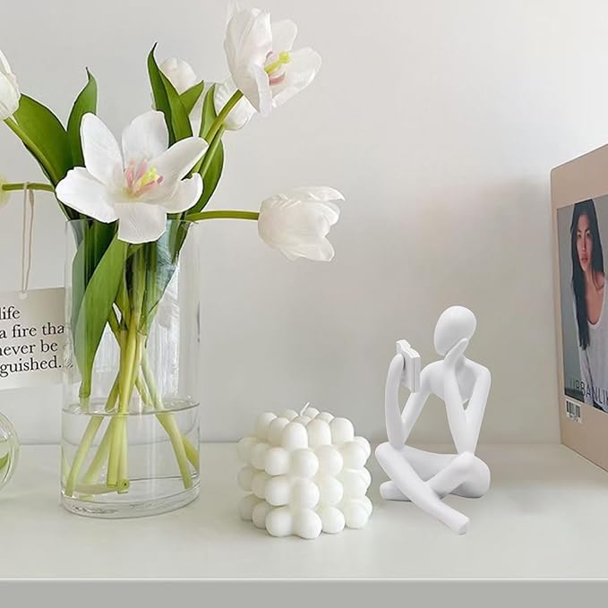 Reading Women Statue, Thinker Sculptures, Abstract Art Ornament, Modern Aesthetic Figurine Decoration, Suitable for Home Living Room Bedroom Office Shelf Table Desk Bookshelf Decor
